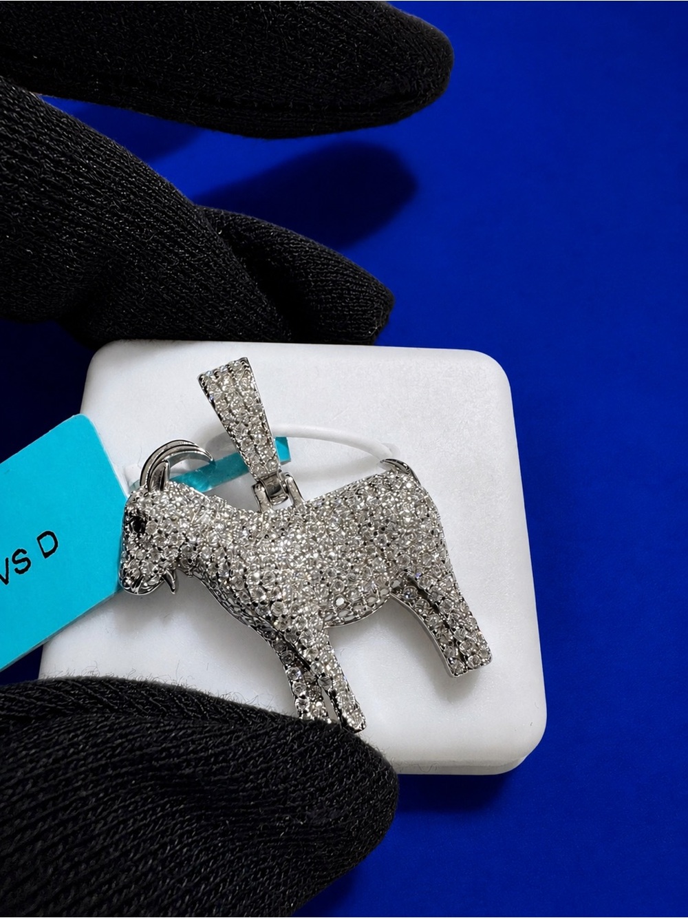 925 Sterling Silver Moissanite Goat Pendant 1.44 CTW VS D